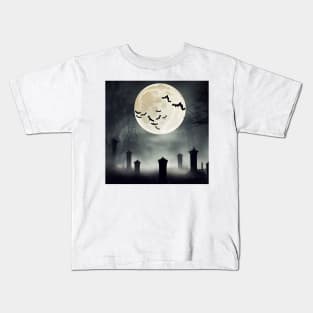 Graveyard Moon Backdrop Background Kids T-Shirt